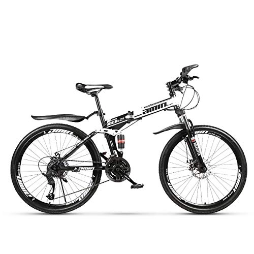 Folding Mountain Bike : YuCar Folding Mountain Bike 24 inch Wheels, 21 / 24 / 27 / 30 Speeds Off-road Bicycle, High Carbon Soft Tail Bike with Dual Disc Brakes and Shock Absorber, Black, 21Speed