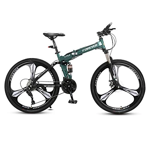 Folding Mountain Bike : YUD Folding mountain bike, unisex off-road racing, sports outdoor riding variable speed double shock absorption bike-B