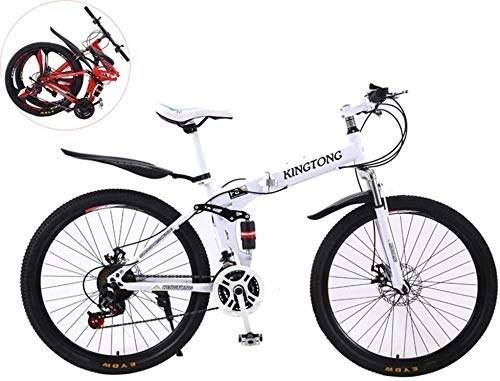 Folding Mountain Bike : YUHT Mountain Bike, 26 Inches Double Shock Absorption Foldable Bicycle, Unisex High-carbon Steel Variable Speed Mountain Bike Men's Bike for a Path, Trail & Mountains