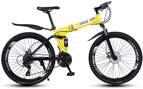 Folding Mountain Bike : YUHT Mountain Bike, 26 Inches Folding bicycle Carbon Steel Bicycles Double Shock Variable Speed Adult Bicycle, 40 Knife Spoke Wheels, Men's Bike for a Path, Trail & Mountains