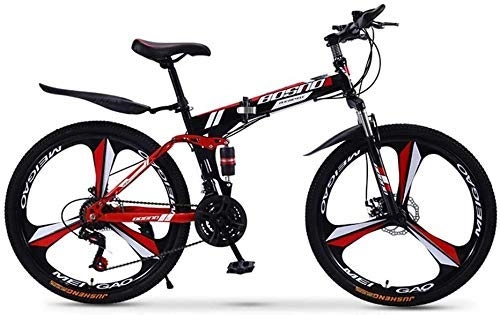 Folding Mountain Bike : YUHT Mountain Bike, Folding bicycle 26 Inches Carbon Steel Bike Double Shock Variable Speed Adult Bicycle, City Commuter Bicycle Perfect for Road Or Dirt Trail Touring