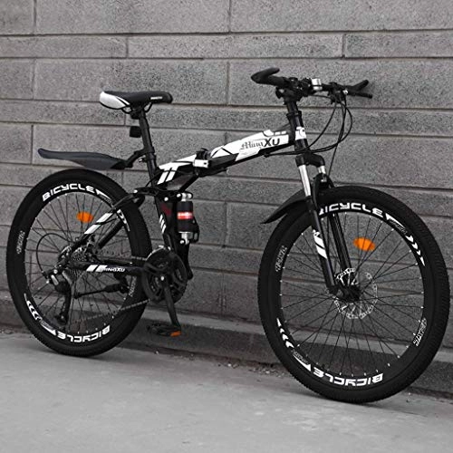 Folding Mountain Bike : YUHT Shock Speed Mountain Bike Bicycle Double Brake Folding Bike 24 / 26 Inch Wheel Dual Disc Brakes Men's Mountain Bike (21 / 24 / 27 / 30 Variable Speed) (Color : A-26in, Size : 24 speed) Unicycle