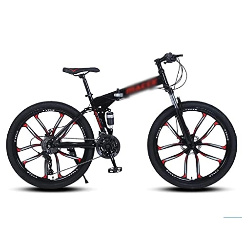 Folding Mountain Bike : YUNLILI Multi-purpose 26 In Foldable Mountain Bike High Carbon Steel Frame 21 / 24 / 27 Speed Foldable MTB Front Suspension Bike For Adults Mens Womens (Color : Black, Size : 24 Speed)