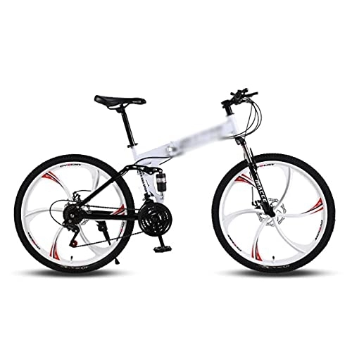 Folding Mountain Bike : YUNLILI Multi-purpose Folded Mountain Bike Steel Frame 21 / 24 / 27 Speed 26 Inch Wheels Dual Suspension Bicycle Suitable For Men And Women Cycling Enthusiasts (Color : White, Size : 27 Speed)