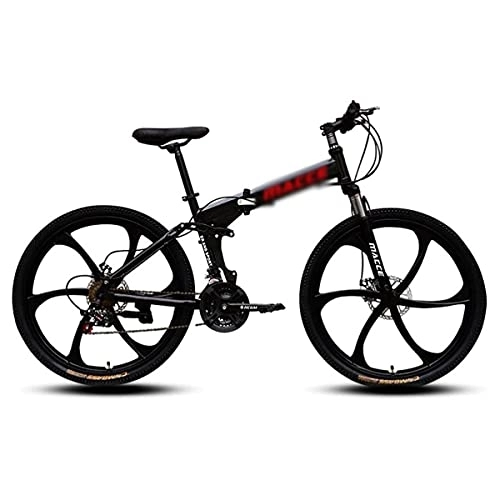 Folding Mountain Bike : YUNLILI Multi-purpose Folding Men's Bike 21 / 24 / 27 Speed With Mechanical Disc Brake Carbon Steel Frame With Lockable Suspension Fork (Color : Black, Size : 24 Speed)