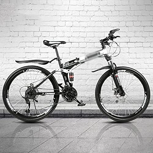 Folding Mountain Bike : YUNLILI Multi-purpose Mountain Bike 21 / 24 / 27 Speed Steel Frame 26 Inches 3 Spoke Wheel Dual Suspension Folding Bike For Men Woman Adult And Teens (Color : White, Size : 21 Speed)
