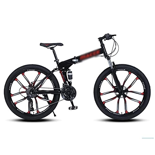 Folding Mountain Bike : YUNLILI Multi-purpose Mountain Bike Mountain Bike 21 / 24 / 27 Speed Bicycle Dual Disc Brake MTB Foldable Frame 26 In Wheels For A Path Trail & Mountains (Color : Black, Size : 21 Speed)
