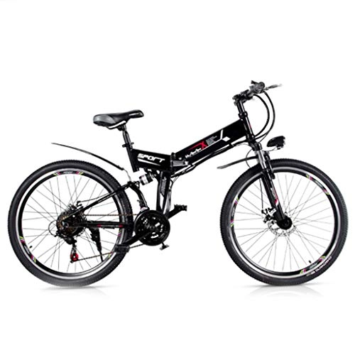 Folding Mountain Bike : YUNYIHUI Electric Mountain Bike, Lithium-ion battery, 26 Inch Folding E-bike, commuter city folding bike, Black retro wheel-350W