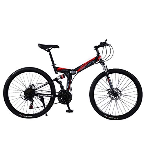 Folding Mountain Bike : YunYoud Folding Mountain Bike 24 Inch Adult Variable Speed Bicycle Lightweight Mini Small Portable Student Country Bike, Double Disc Brake Bicycle, Gearshift Bicycle, Adjustable Seat Bikes