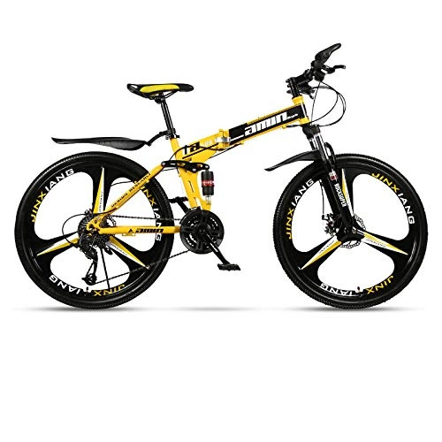 Folding Mountain Bike : YWHCLH 26 / 24 Inch Male and Female Disc Brake Mountain Bike, Variable Speed Dual Disc Brake, Mountain Bike with Adjustable Front Seat Suspension, Multi-speed Road Bike (24inch 21-speeded, Black yellow)