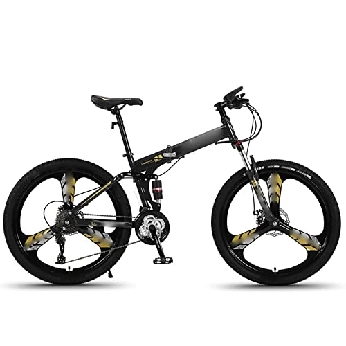 Folding Mountain Bike : YXGLL 26inch Mountain Bike Folding Bicycle Students Variable Speed Off-road Shock-absorbing Bicycles (yellow 24 speed)