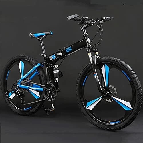 Folding Mountain Bike : YXGLL Mountain Bike 24 / 26 Inch Adult Folding Off-road 24 / 27 Variable Speed Male and Female Student Bicycle (blue 27)