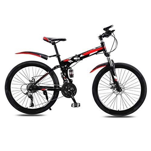 Folding Mountain Bike : YZ-YUAN Outdoor Sports Folding Mountain Bike Bicycle For Men And Women Adult Variable Speed Double Shock Absorber Adult Student Ultra Light Portable Road Bicycle(21 / 24 / 27 Speed), 24 / 26 Inch Wheel