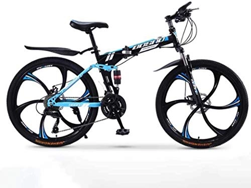 Folding Mountain Bike : YZPFSD Mountain Bike Folding Bikes, 24-Speed Double Disc Brake Full Suspension Anti-Slip, Off-Road Variable Speed Racing Bikes for Men And Women, Size:24 inch, Colour:C1 (Color : C2, Size : 24 inch)