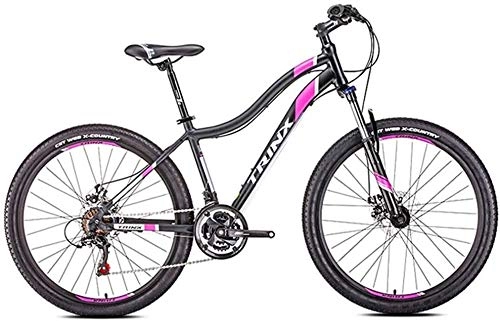 Folding Mountain Bike : YZPTYD Womens Mountain Bikes, 21-Speed Dual Disc Brake Mountain Trail Bike, Front Suspension Hardtail Mountain Bike, Adult Bicycle, 24 Inches White, Colour:24 Inches White (Color : 26 Inches Black)