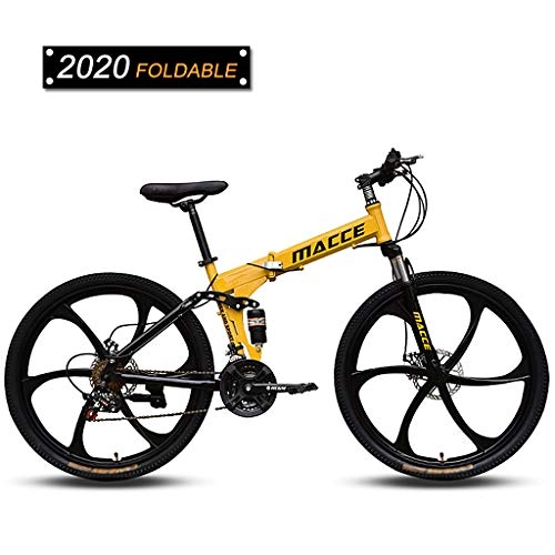 Folding Mountain Bike : ZDZXC 26 Inch Adults Full Suspension Mountain Bike Folding Bike 24 Speed Gears Dual Disc Brakes Mountain Bicycle Trail Bike High Carbon Steel Full Suspension Frame