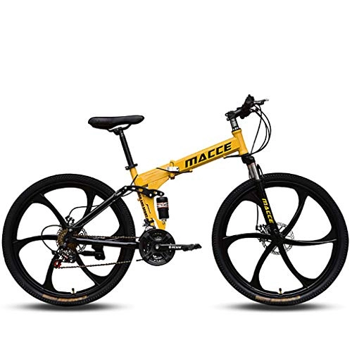 Folding Mountain Bike : ZDZXC 26 Inch Adults Full Suspension Mountain Bike Folding Bike 24 Speed ​​Gears Dual Disc Brakes Mountain Bicycle Trail Bike High Carbon Steel Full Suspension Frame