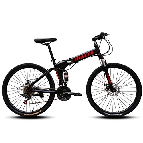 Folding Mountain Bike : ZDZXC Full Suspension MTB Bikes 26in 24 Speed Folding Bike Great for Urban Riding and Commuting, High-carbon Steel Mountain Bike Double Suspension, Speed Drivetrain
