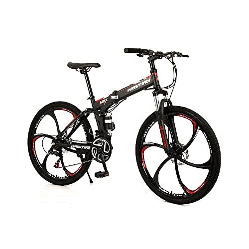 Folding Mountain Bike : ZHANGJIN All-mountain Full Suspension Mountain Bike (26-inch Wheels) Thickened High-carbon Steel Foldable Frame, 21-speed Braking System