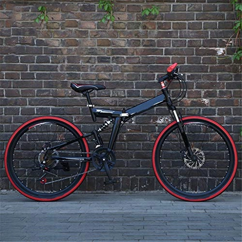 Folding Mountain Bike : Zhangxiaowei Bicycles Overdrive Hardtail Mountain Biking 24 / 26 Inch 21 Speed Folding Black Cycle with Disc Brakes, 26 inch