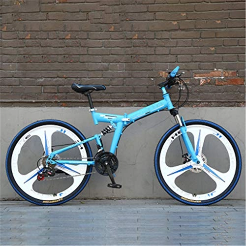 Folding Mountain Bike : Zhangxiaowei Mens Mountain Bike 24 / 26 Inch 21 Speed Folding Blue Cycle with Disc Brakes, 26inch