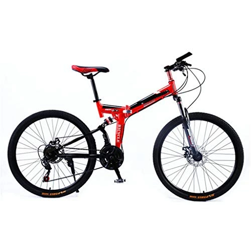 Folding Mountain Bike : Zhangxiaowei Mens Mountain Bike, Front Suspension, 21-Speed, 26-Inch Wheels, 17.5-Inch Aluminum Frame, Red, 21 speed