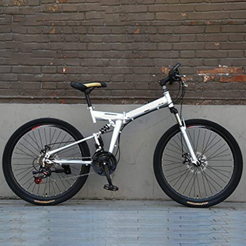 Folding Mountain Bike : Zhangxiaowei Mountain Adult Sport Bike Aluminum Full Suspension, 24-26-Inch Wheels 21 Speed Folding Cycle with Disc Brakes Multiple Colors, 24 inch