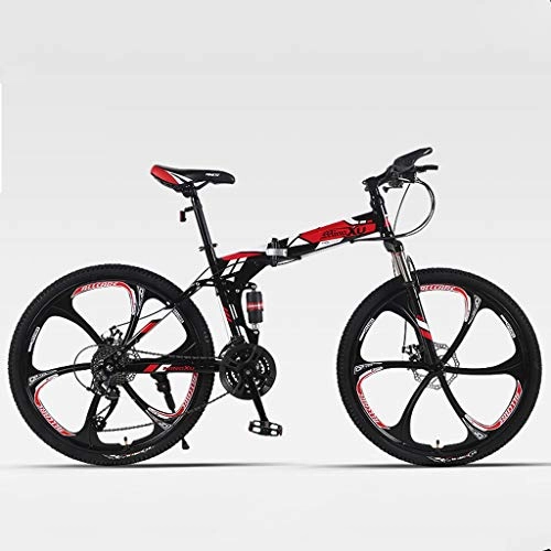 Folding Mountain Bike : ZHEDYI Mens Bicycle，24 / 26in High Carbon Steel Mountain Bike，21 / 24 / 27 / 30 Variable Speed Optional Folding Bike，Shock-absorbing Double Brake Non-slip Tire Bikes (Color : B-26in, Size : 27speed)