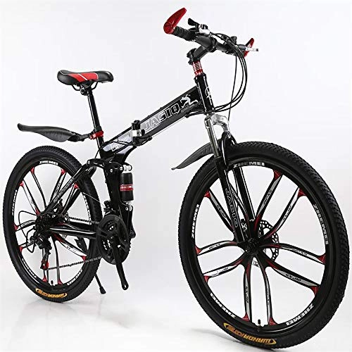 Folding Mountain Bike : ZHIPENG 27-Speed Shift Bikes 26-Inch Folding Bike Racing Mountain Bike, High-Speed Gear Shifting System, 27-Speed Gear Increases Uphill Capability, Black