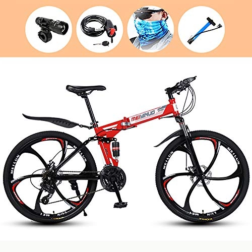 Folding Mountain Bike : ZHIPENG Folding Mountain Bike 27-Speed Shift Bikes 26-Inch Mountain Off-Road Bike Easy To Fold, Easy To Place, Can Easily Cope with Different Environmental Needs, Red