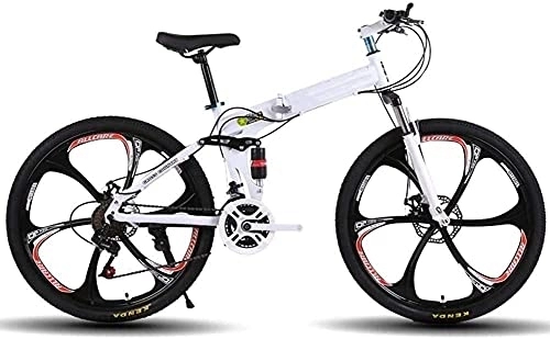 Folding Mountain Bike : ZHLFDC Outdoor Sports Adult Foldable Mountain Bike 26 Inches, 21-speed Bicycle Gear Lever Accelerator And 6 Cutter Wheels, Outdoor Bicycle Road Bike Suitable For 160-185cm Crowd (Color : Yellow)