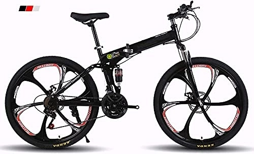 Folding Mountain Bike : ZHLFDC Outdoor Sports Foldable Mountain Bike 26 Inches, Adult Bicycle Mountain Bike 21 Gear Lever Accelerator, With 6 Cutter Wheels, Outdoor Bicycle Road Bike Suitable For 160-185cm Crowd