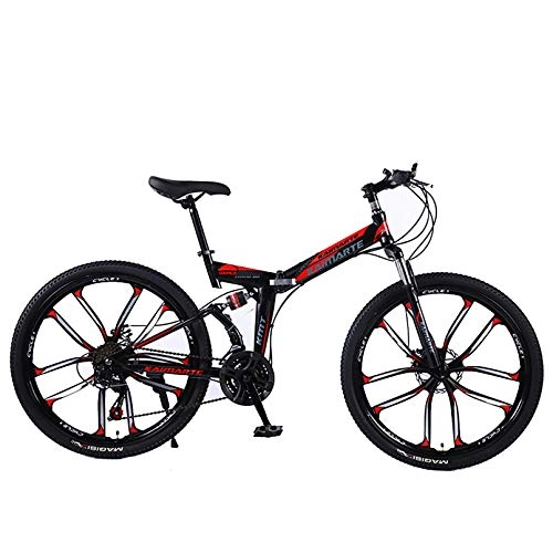 Folding Mountain Bike : ZPEE Thick Fat Tire Foldable Bike Outroad Bicycles, Variable Speed Dual Disc Brakes, Carbon Steel Road Bikes For Adults Students