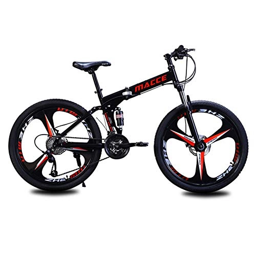 Folding Mountain Bike : ZTIANR Bicycle, 24Inch 26Inch Folding Mountain Bike 21 Speed Double Damping 3 Knife Wheel Bicycle Double Disc Brakes Mountain Bike, Black, 24 inch 21 speed