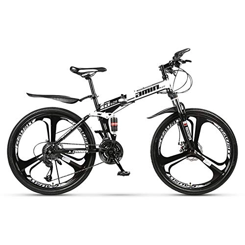 Folding Mountain Bike : ZTIANR Bicycle, Folding Bicyc 26 Inch Road Bicycle Snow Bike 21 / 24 / 27 / 30 Speed Steel Frame Bikes, Black, 24 speed