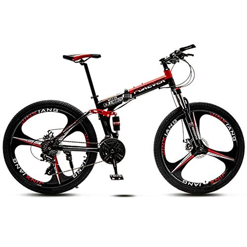 Folding Mountain Bike : ZTIANR Mountain Bicycle, 26" Folding Mountain Bike 21 / 24 / 27 / 30 Speed City Bike Bicycle Aluminum Alloy Wheel Dual Suspension Shock Absorption, Red, 21 speed