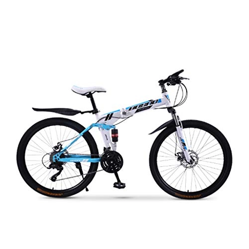 Folding Mountain Bike : zxcvb 24 / 26 Inch Adult's Mountain Bikes, High-carbon Steel Double Front Suspension MTB, Folding Outroad Bicycles, Shock-absorbing Road Bike Bicycle, 30 Speed