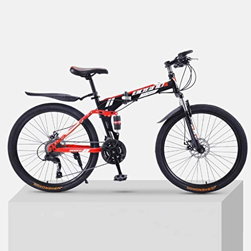 Folding Mountain Bike : zxcvb Adult Mountain Bike, 24 / 26 inch 24-Speed Bicycle Full Suspension MTB ​​Gears Dual Disc Brakes Mountain Bicycle, High-carbon Steel Outdoors Folding Outroad Bicycles