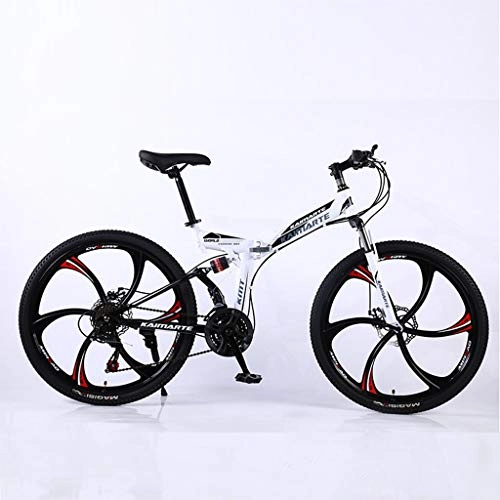 Folding Mountain Bike : zxcvb Adult Mountain Bike, 24 Inch 21 / 24 / 27-Speed Mountain Trail Bike High Carbon Steel Outroad Bicycles, Folding MTB Suitable for Height 165-185cm(5 Colors)