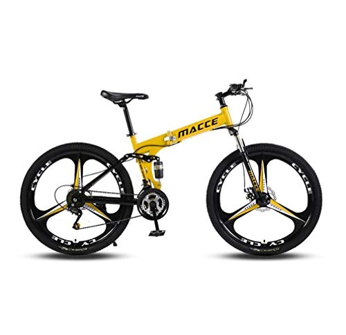 Folding Mountain Bike : ZXCY Mountain Trail Bike Portable Adult Foldable Bicycle 24 Speed with Dual Disc Brakes And 24 Inch Weels Road Bike High Carbon Steel Bikes, Yellow