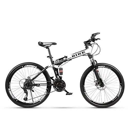 Folding Mountain Bike : ZXM Foldable MountainBike 24 / 26 Inches, MTB Bicycle with Spoke Wheel, White
