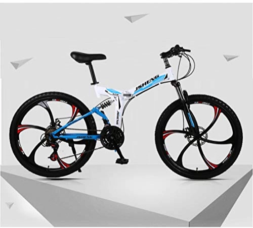 Folding Mountain Bike : ZXNM 26 Inches Fold Double Wheel Bike, Primary School Student Pedal Bicycle, Shock Absorber Mountain Bike, Outdoor Cycling Exercise Folding Car / white / 26