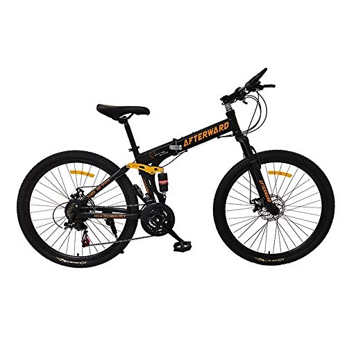 Folding Mountain Bike : ZYD Folding Mountain Bike 26" Spoke Wheel 21 Speed Dual Suspension MTB