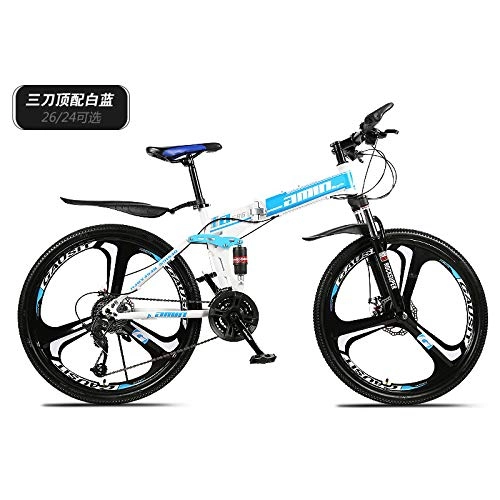 Folding Mountain Bike : ZZKK Folding Bicycle Adult Car Sports Model Universal High Carbon Steel Portable Adult Travel Style Pedal Racing, 27speed