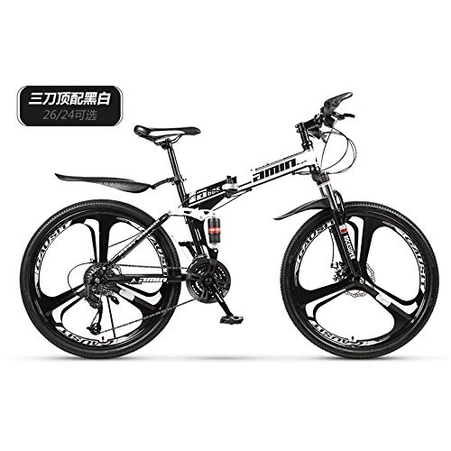 Folding Mountain Bike : ZZKK Folding Mountain Bike Adult 24 / 26 Inch Double Shock-Absorbing Variable Speed Bicycle Off-Road Vehicle Men And Women Middle School Students Bicycle, 21speed
