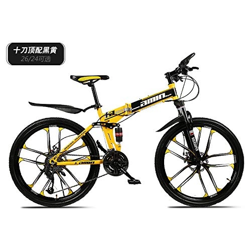 Folding Mountain Bike : ZZKK Mountain Bike Male And Female Speed Student Road Racing Off-Road Adult with Adolescent Double Shock-Absorbing Bicycle Double Disc Brakes, 24speed
