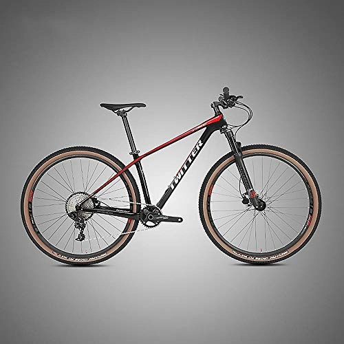 Mountain Bike : 2.0 carbon fiber mountain bike 29er 11s off-road road bike dual disc brakes for men and women competition 27.5er mountain bike 15 17 19inch2.0-Black and red_27.5er 17