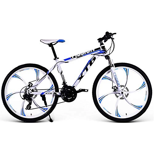 Mountain Bike : 21 / 24 / 27 / 30-speed 26-inch mountain bike-dual disc brakes-suitable for adult students off-road bike White blue-21 Speed