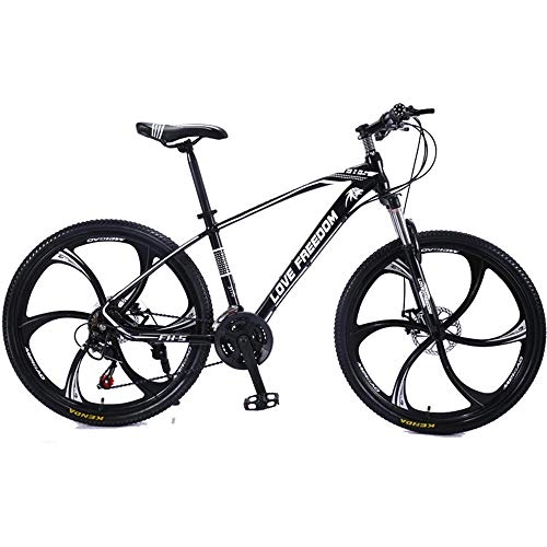 Mountain Bike : 21-speed 26-inch mountain bike bicycle-dual disc brakes-suitable for adult students on road mountain bikes Black white