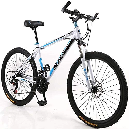 Mountain Bike : 21 Speed Unisex Mountain Bike, 26 Inch Steel Frame, with Suspension Forks and Disc Brake, for Student, Child, Adult Commuter City, Blue
